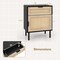Black & Natural Rattan Nightstand with Drawer and Cabinet for Bedroom